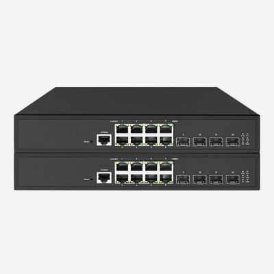 Hỗ trợ PoE / Tốc độ cổng 10Gbps, 4 chuyển đổi SFP + 10Gbps với 8 cổng RJ45 Gigabit, QoS, ACL, SSL