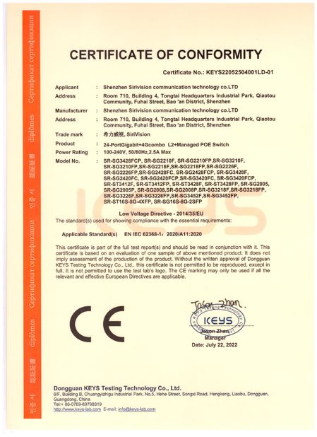 Trung Quốc Shenzhen Sirivision Communication Technology Co., Ltd. Chứng chỉ